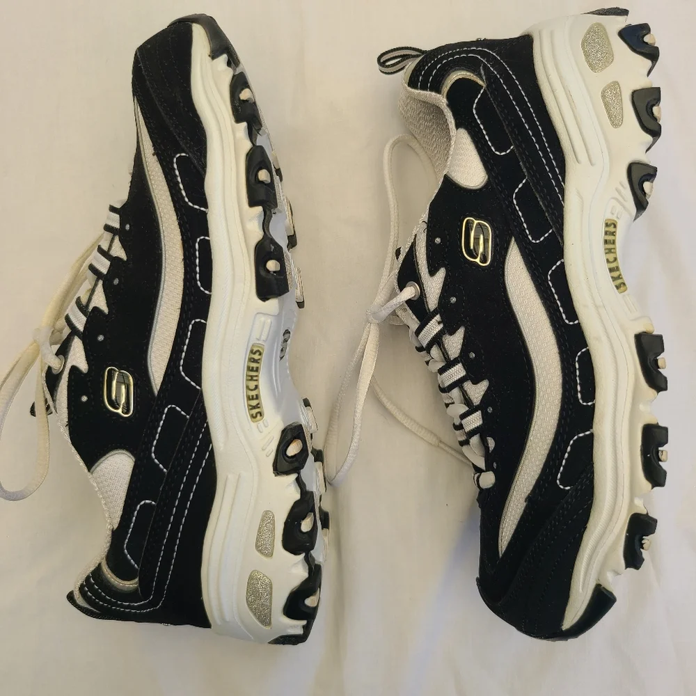 Skechers D'lites - Black & White Me Time Sneaker Size 7.5 - Picture 6 of 8